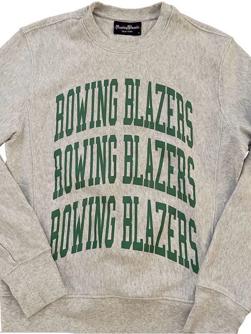 Rowing Blazers Gray Crewneck Sweatshirt with Green Logo small
